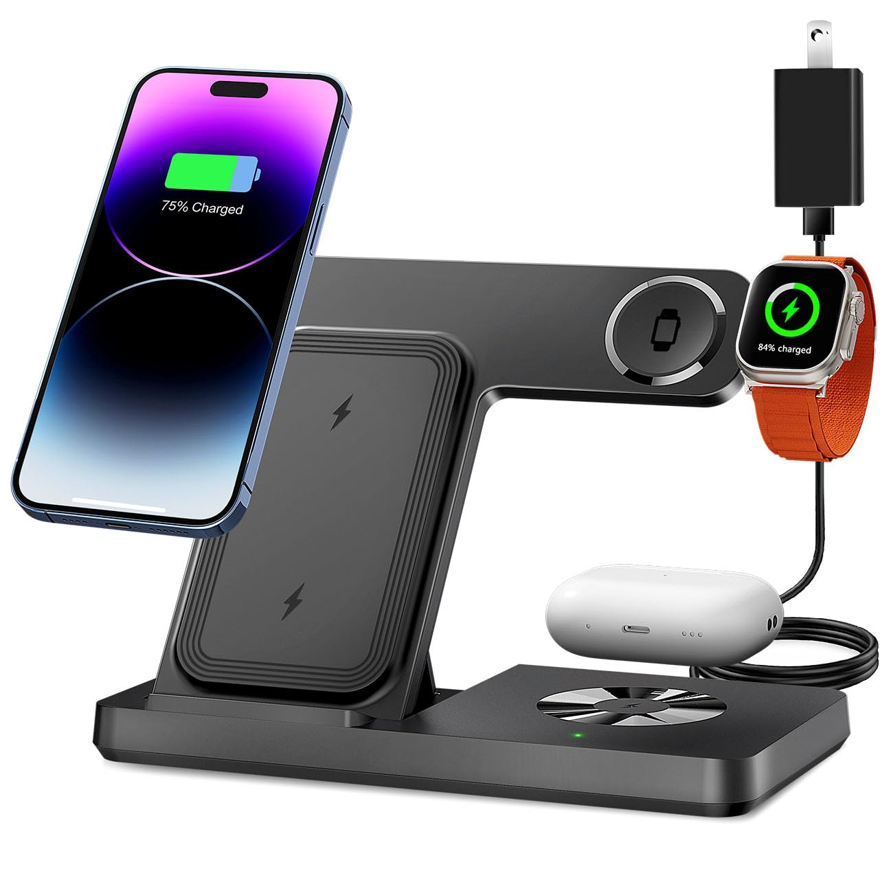 スマホアクセサリー 3-in-1WirelessCharger Amazon.com: Wireless Charger, 3 in 1 Charging Station for Multi